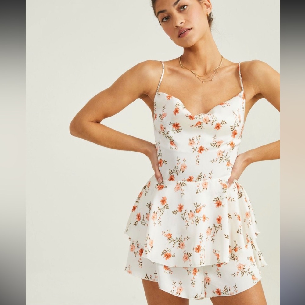 Altar’d State Cowl Neck Mini Floral Romper